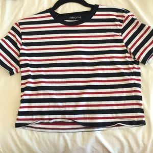 Brandy Melville red white and blue striped shirt